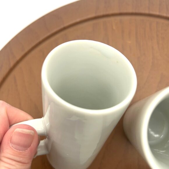 Handmade White Porcelain Espresso Coffee Mugs With D Handles Set of 4 Minimalist - Picture 7 of 12